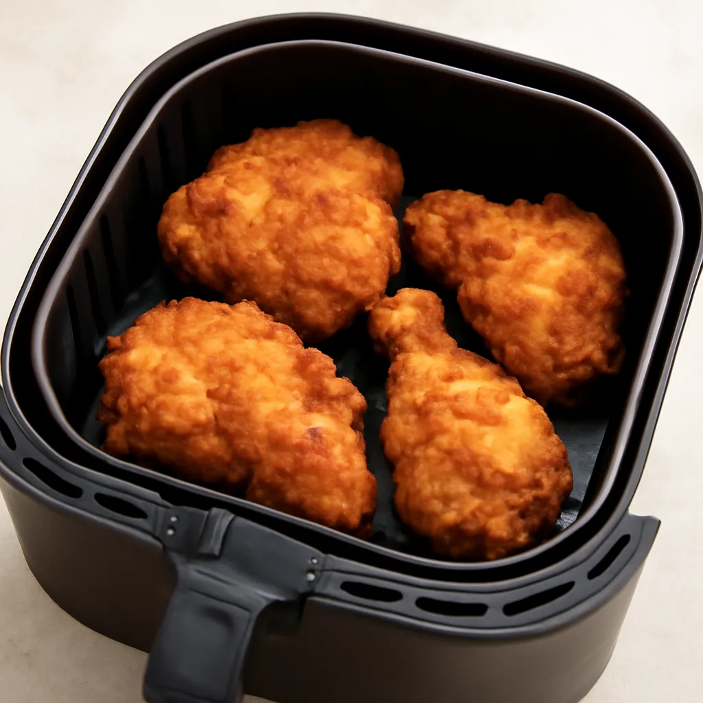 Air Fryer Buttermilk Fried Chicken served hot