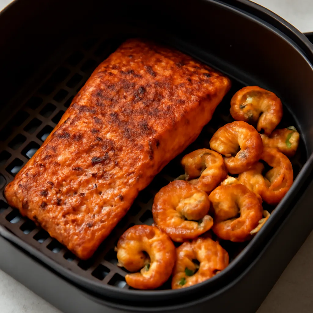 Air Fryer Cajun Salmon served hot