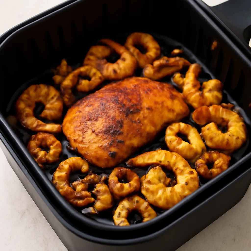 Air Fryer Cajun Shrimp served hot