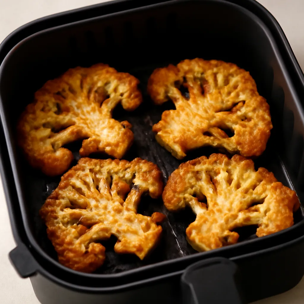 Air Fryer Cauliflower Steaks served hot