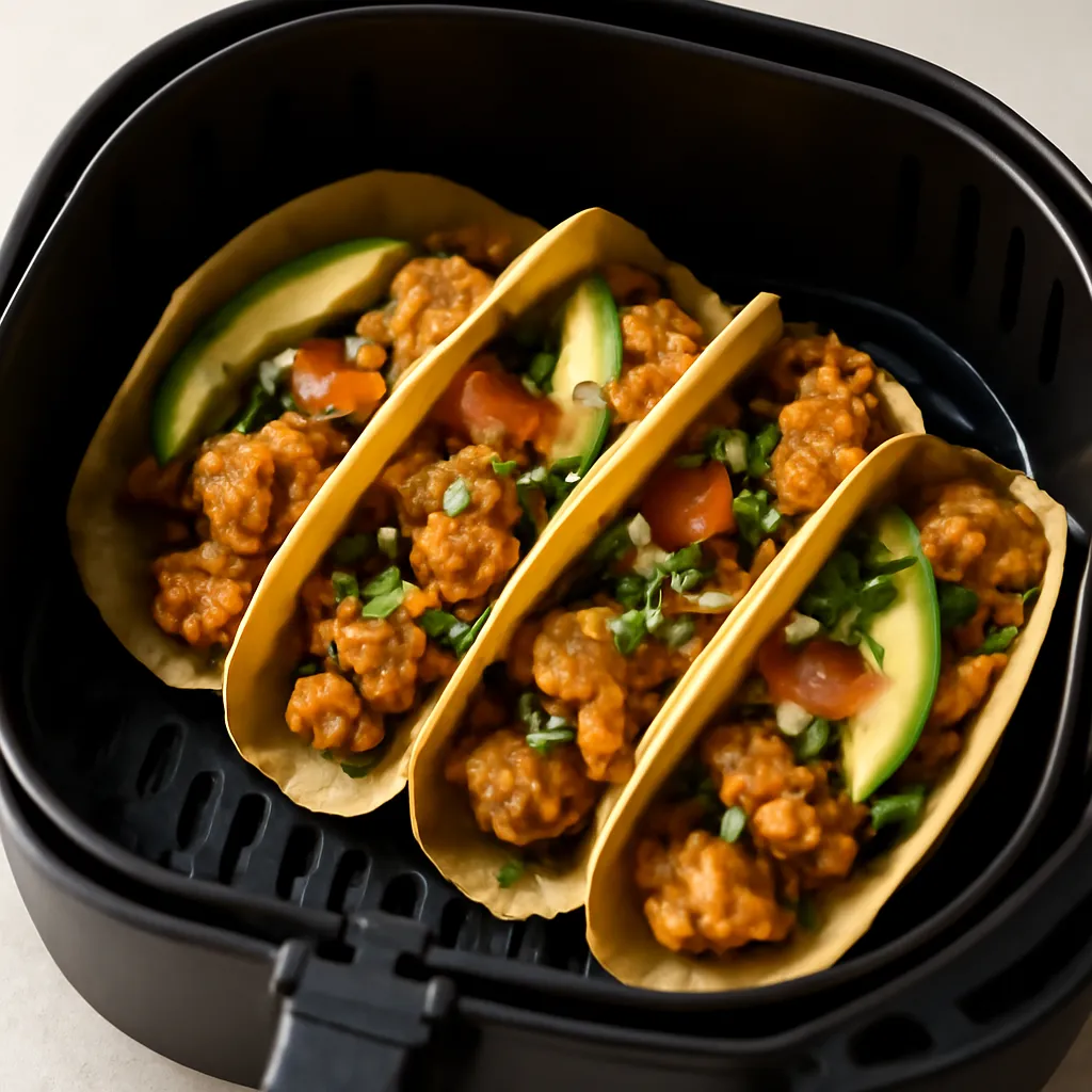 Air Fryer Cauliflower Tacos served hot