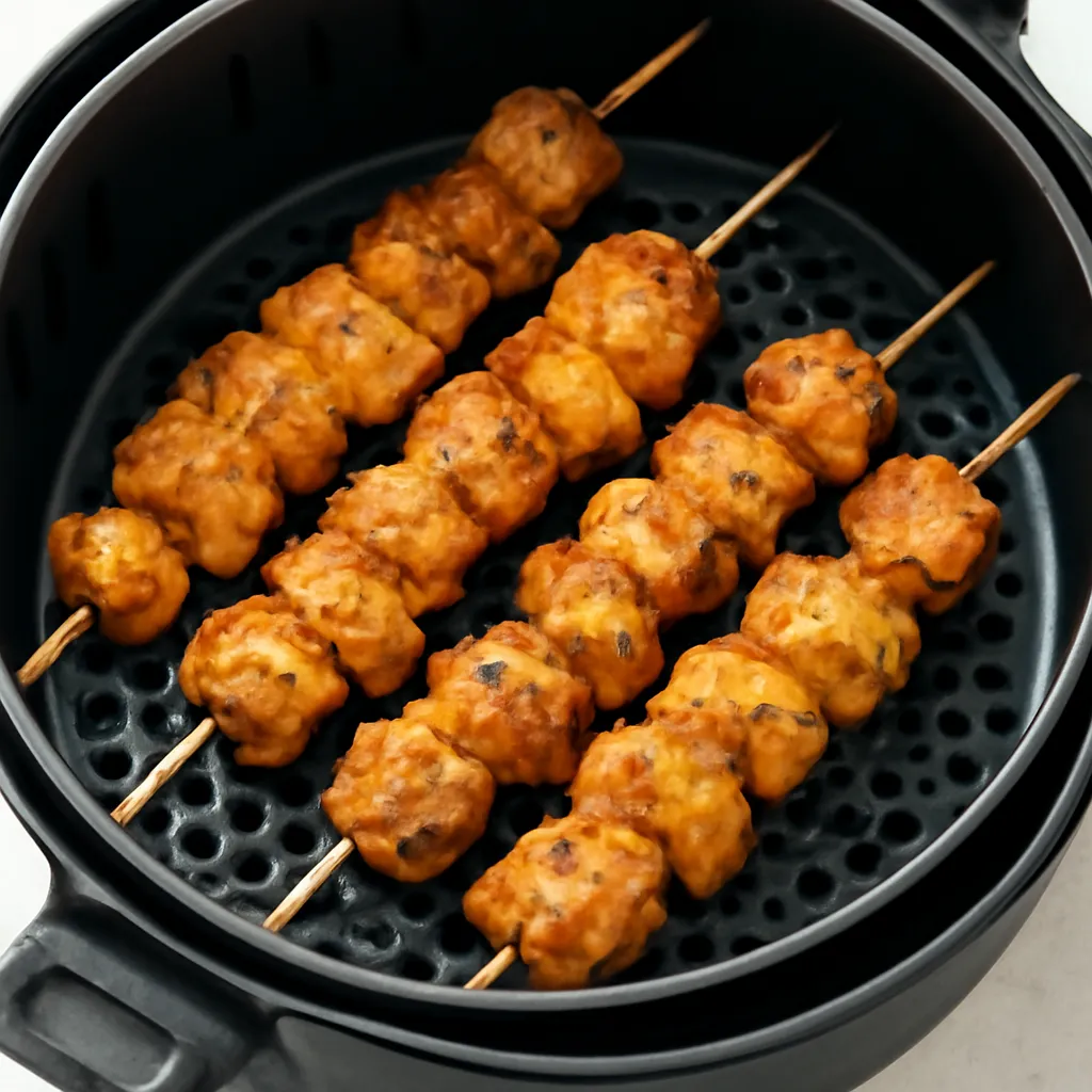 Air Fryer Chicken Kabobs served hot