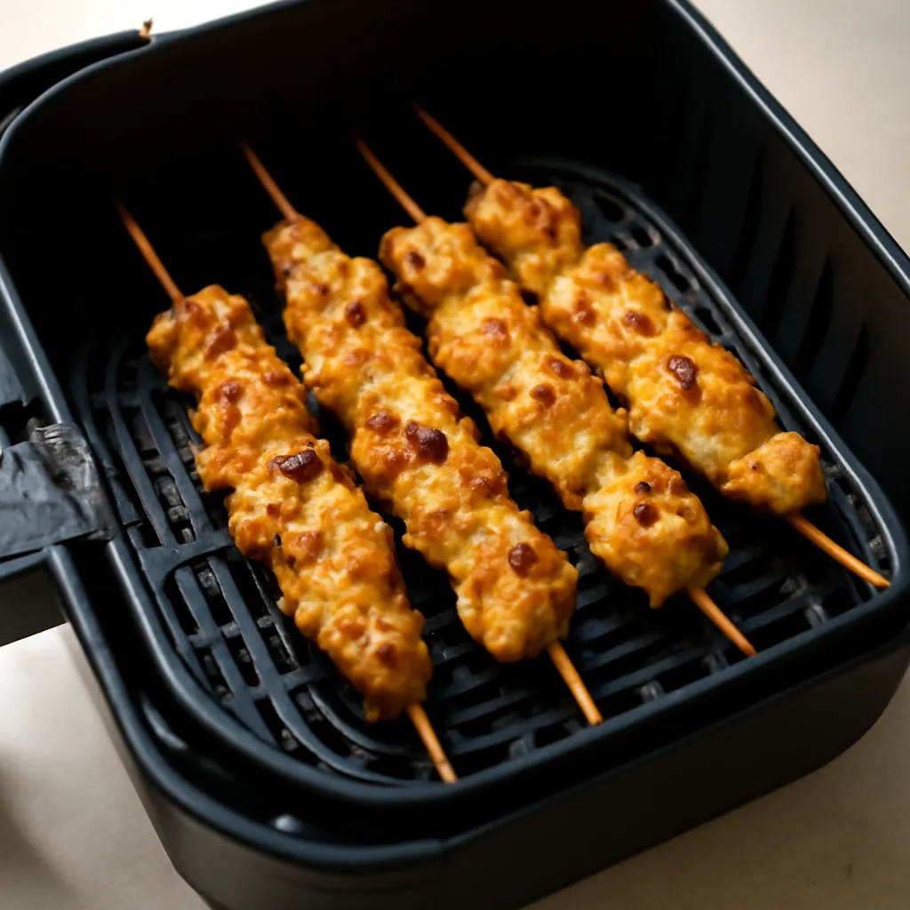 Air Fryer Chicken Satay served hot