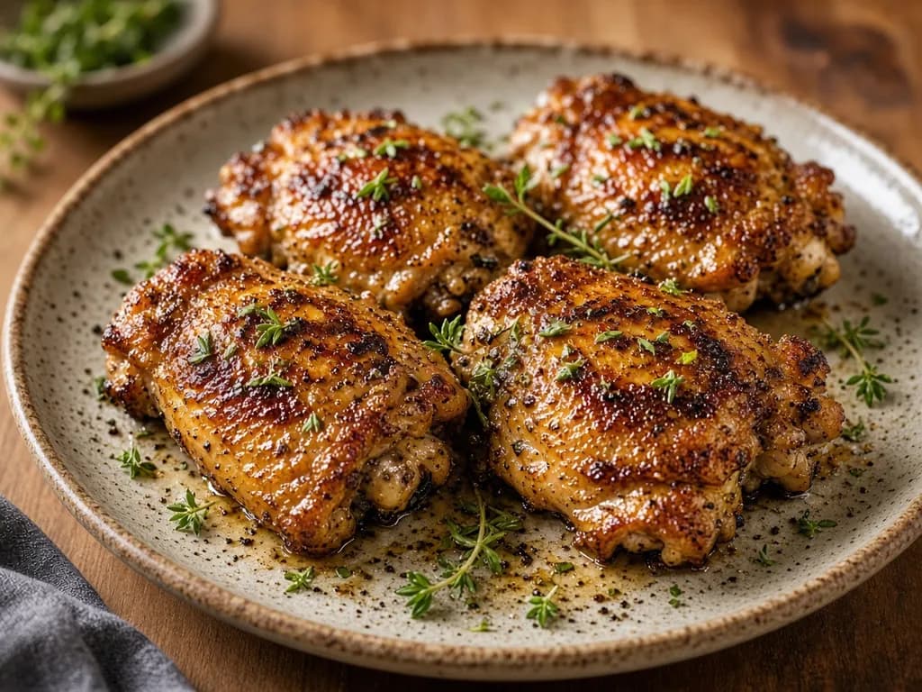 Air Fryer Chicken Thighs served hot