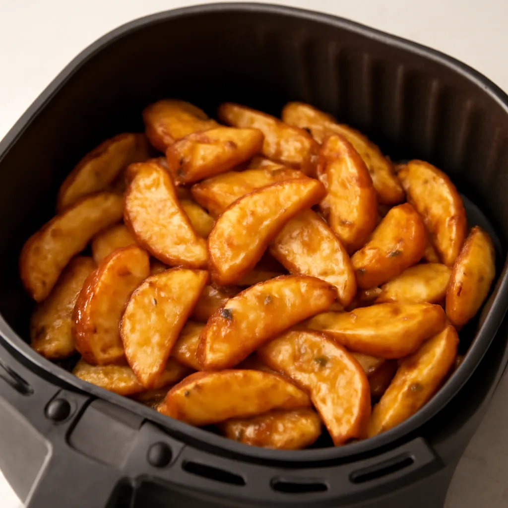 Air Fryer Cinnamon Apples served hot