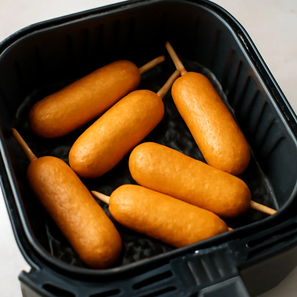 Air Fryer Corn Dogs served hot