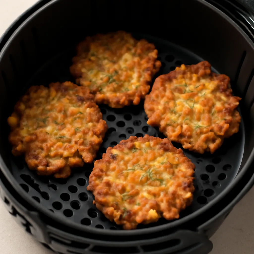 Air Fryer Corn Fritters served hot