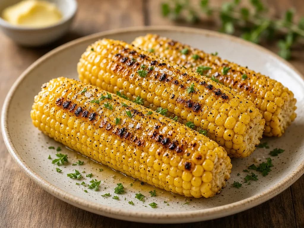 Air Fryer Corn on the Cob served hot