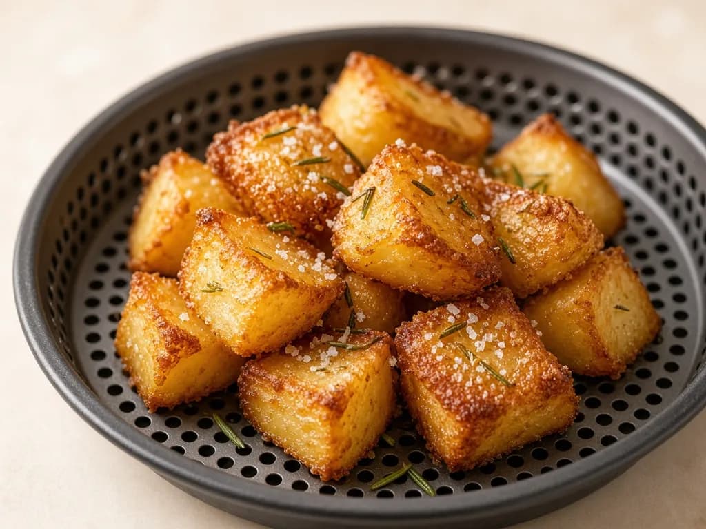 Air Fryer Crispy Roast Potatoes served hot