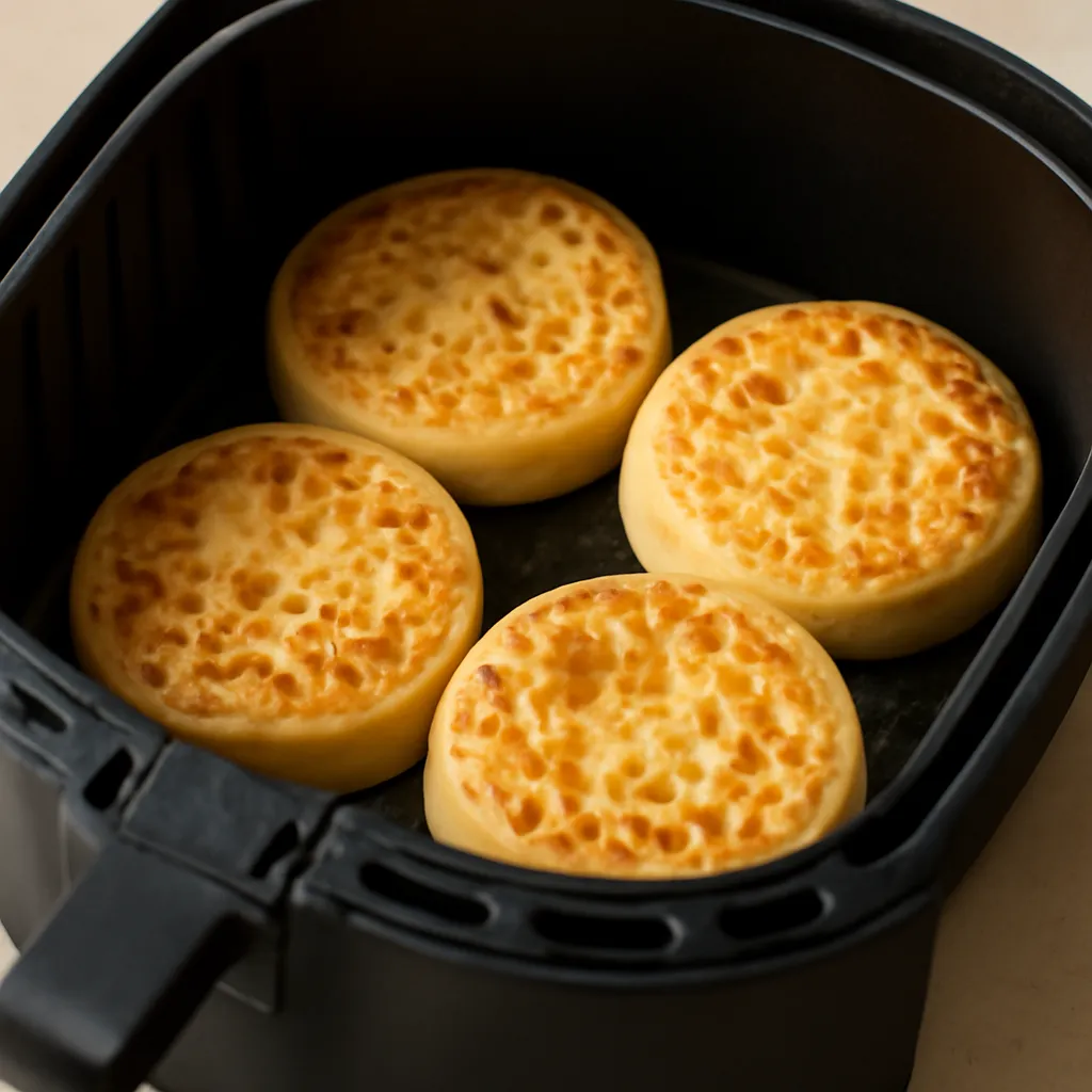 Air Fryer Crumpets served hot