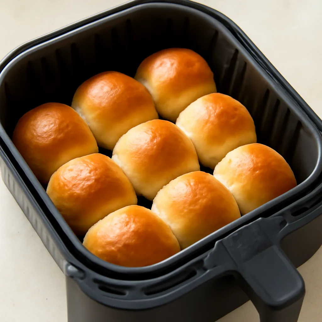 Air Fryer Dinner Rolls served hot