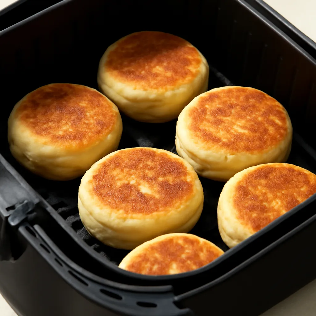 Air Fryer English Muffins served hot