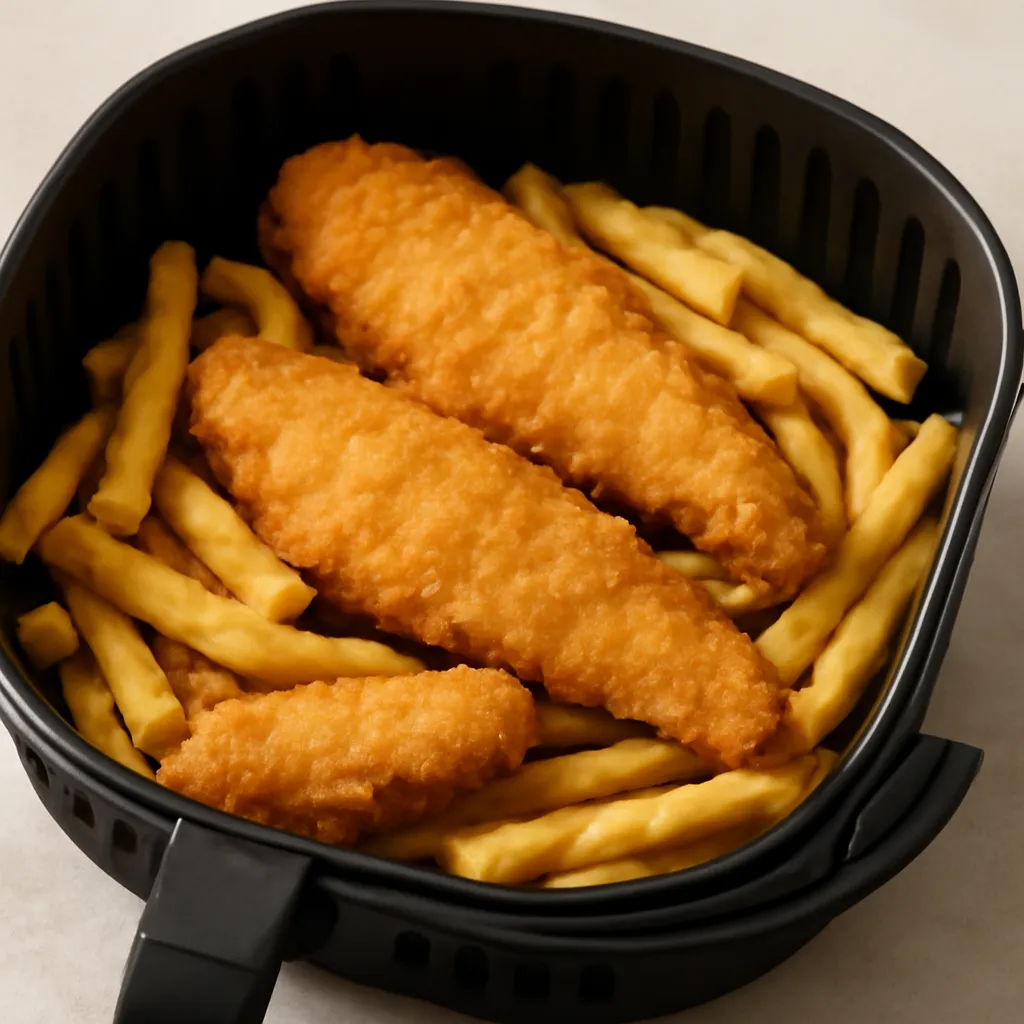 Air Fryer Fish and Chips served hot