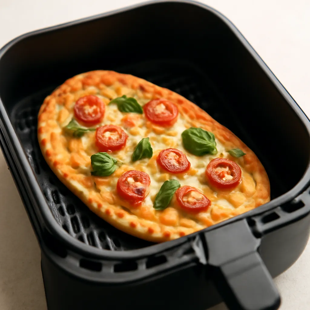 Air Fryer Flatbread Pizza served hot