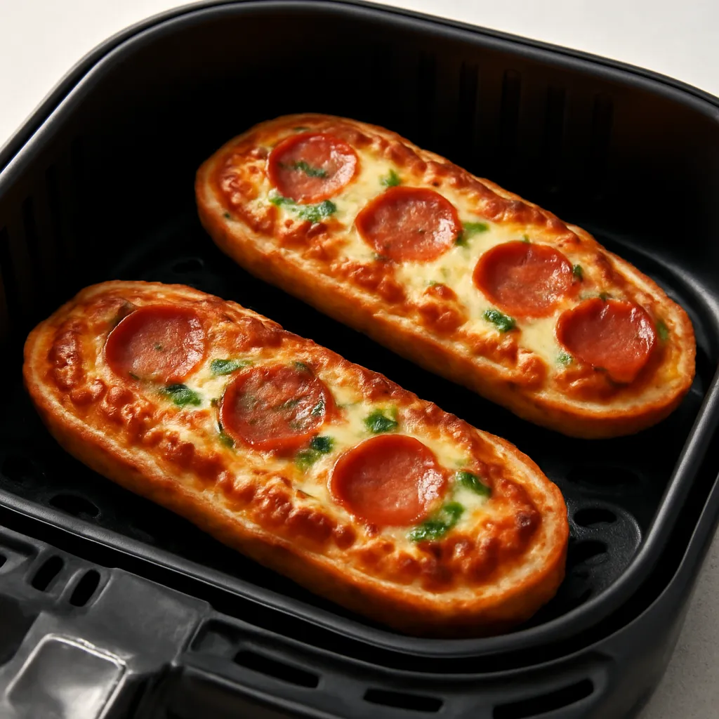Air Fryer French Bread Pizza served hot
