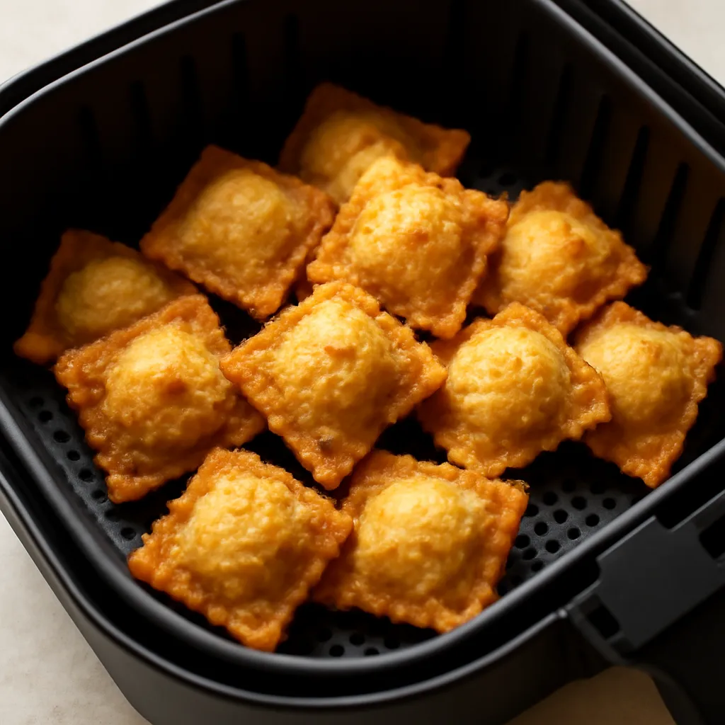 Air Fryer Fried Ravioli served hot