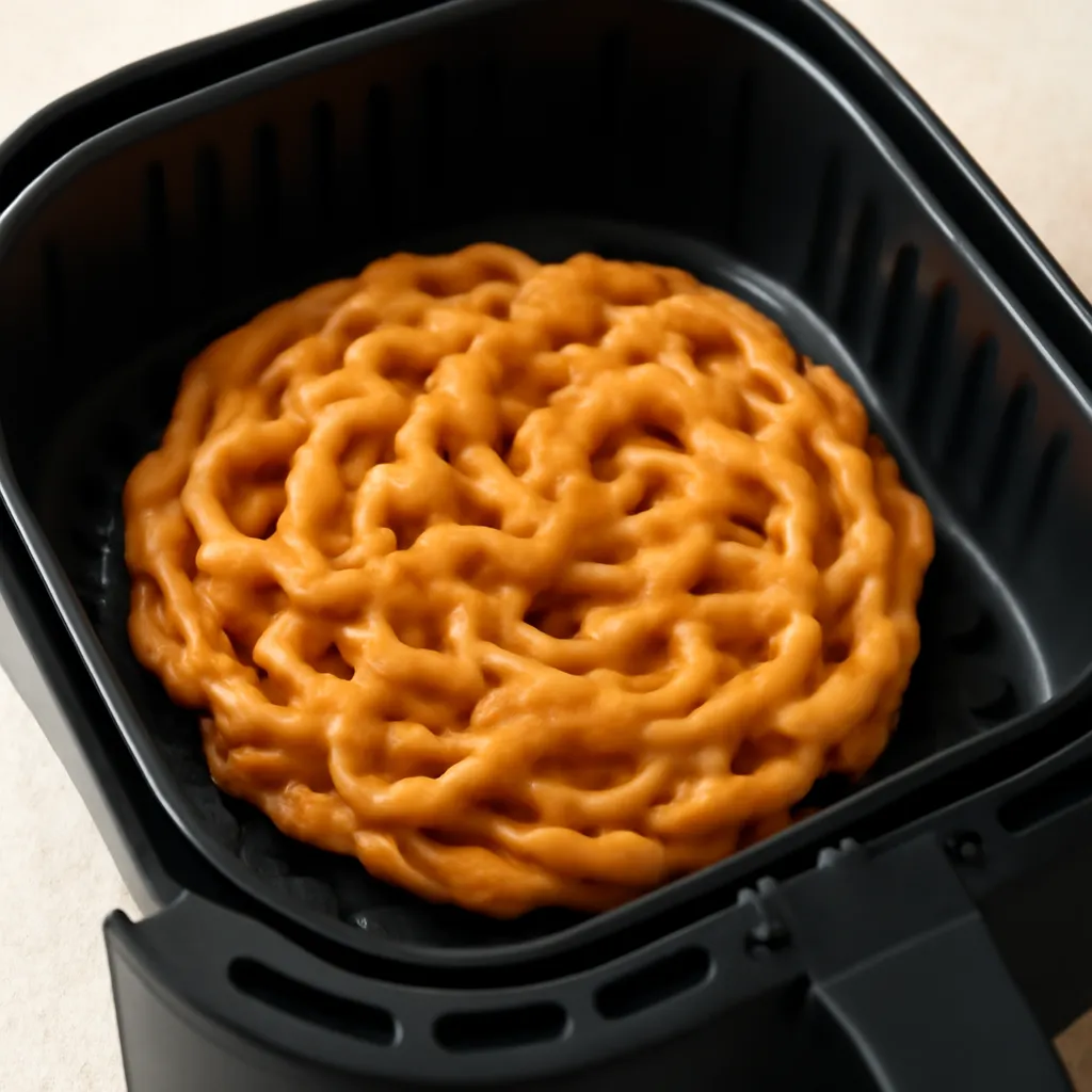 Air Fryer Funnel Cake served hot