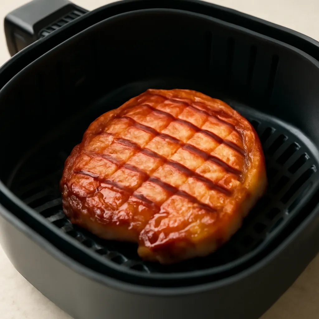 Air Fryer Gammon Steak served hot