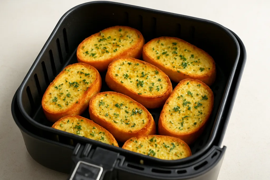 Air Fryer Garlic Bread served hot