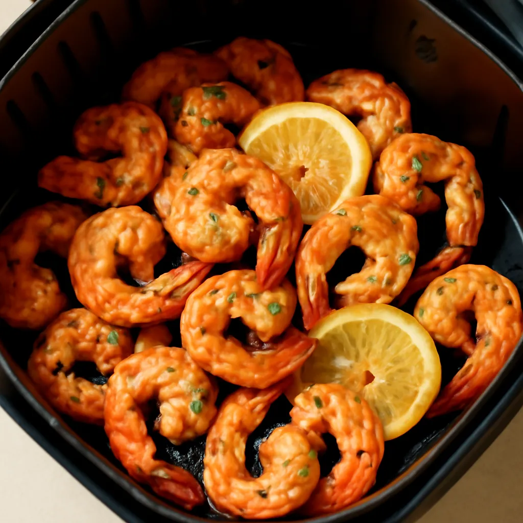 Air Fryer Garlic Butter Shrimp served hot