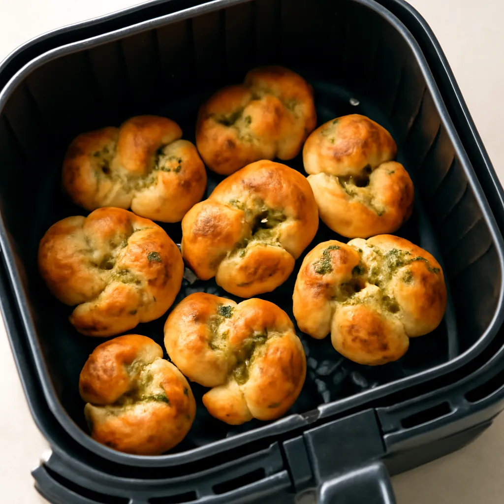 Air Fryer Garlic Knots served hot