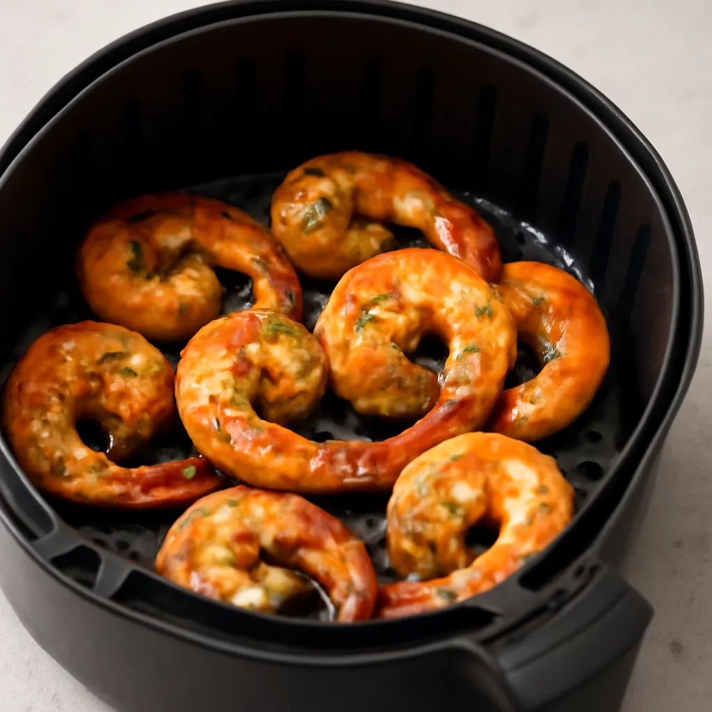 Air Fryer Garlic Prawns served hot