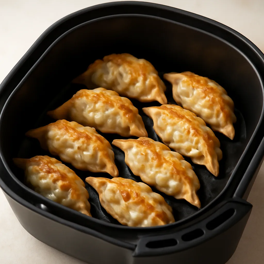 Air Fryer Gyoza served hot