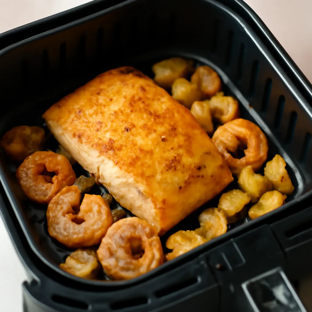 Air Fryer Halibut served hot