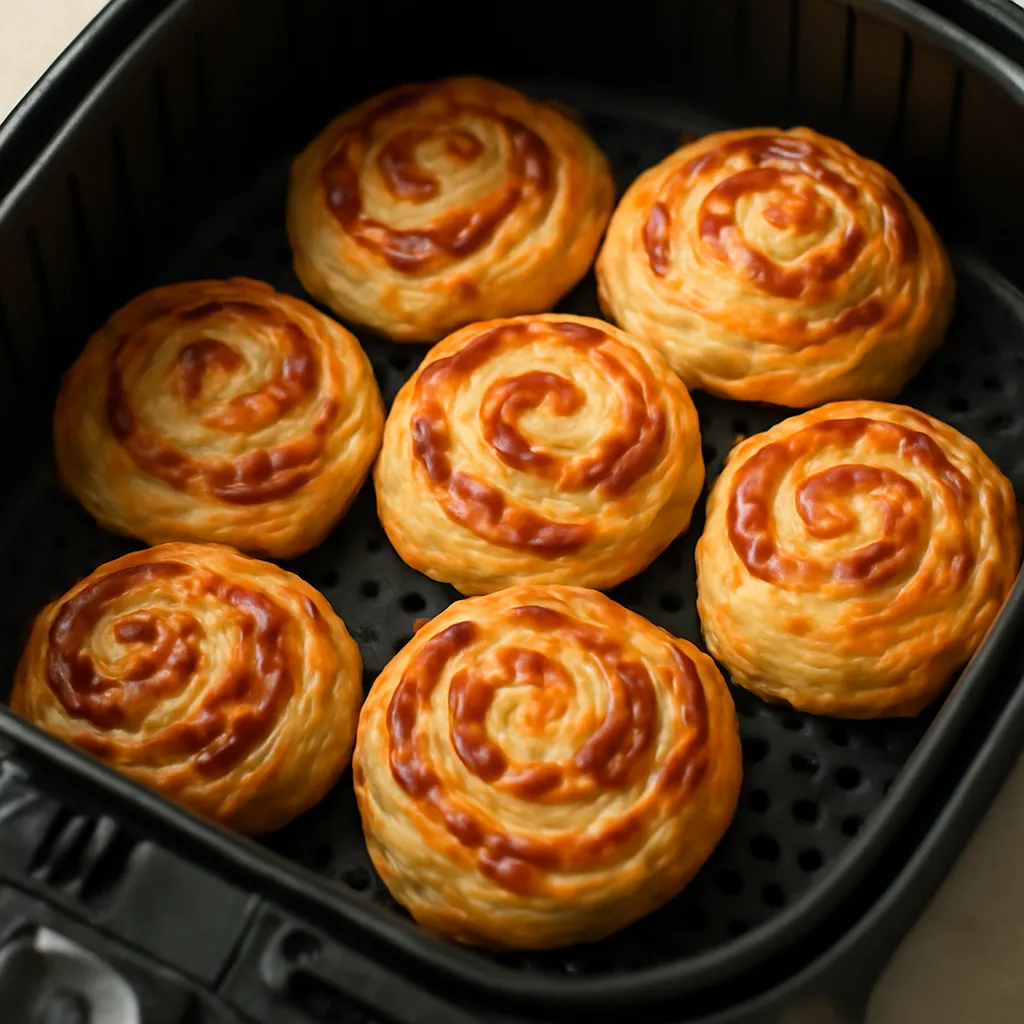 Air Fryer Ham and Cheese Pinwheels served hot