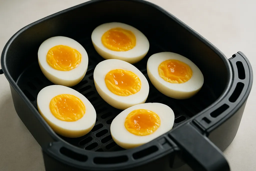 Air Fryer Hard Boiled Eggs served hot
