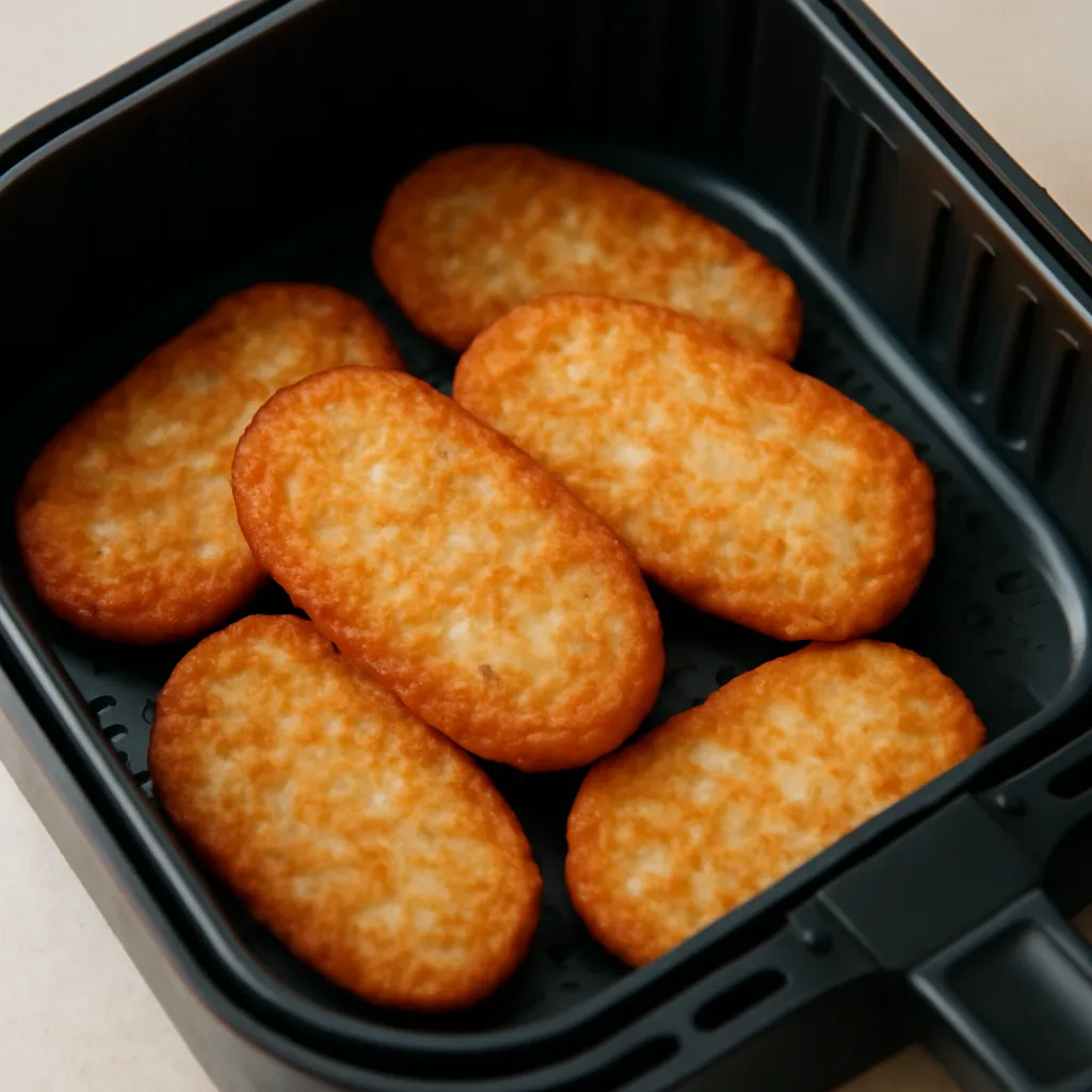 Air Fryer Hash Brown Patties served hot