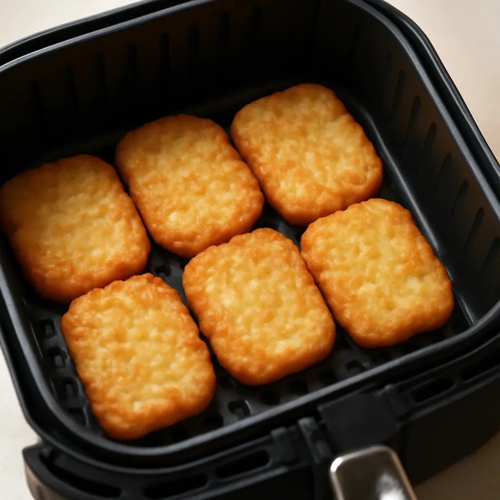 Air Fryer Hash Browns served hot