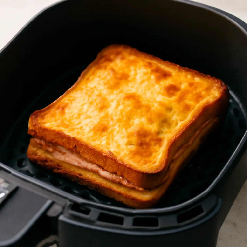 Air Fryer Hot Ham and Cheese served hot