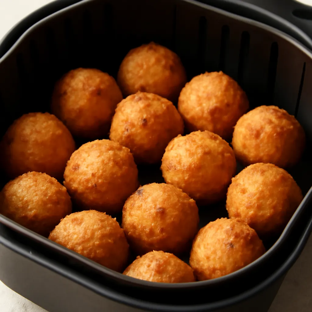 Air Fryer Hush Puppies served hot