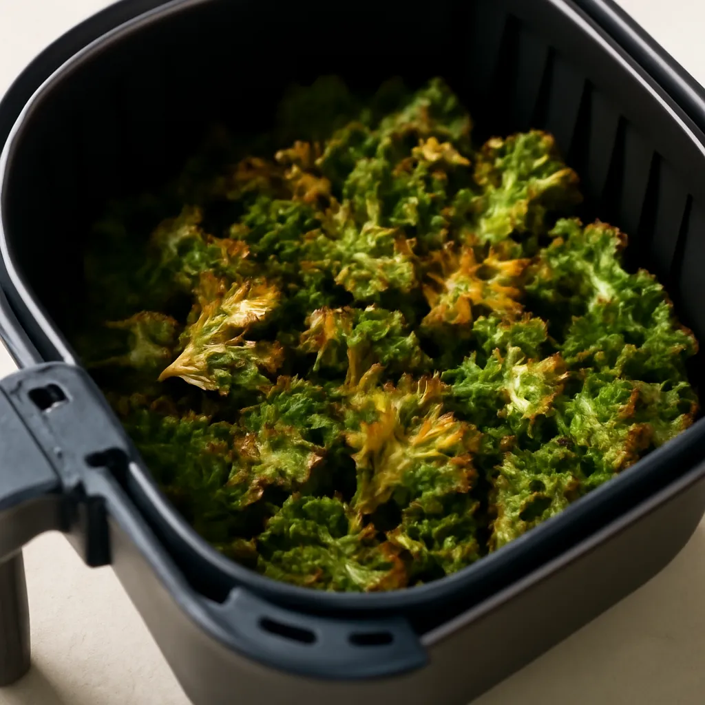 Air Fryer Kale Chips served hot