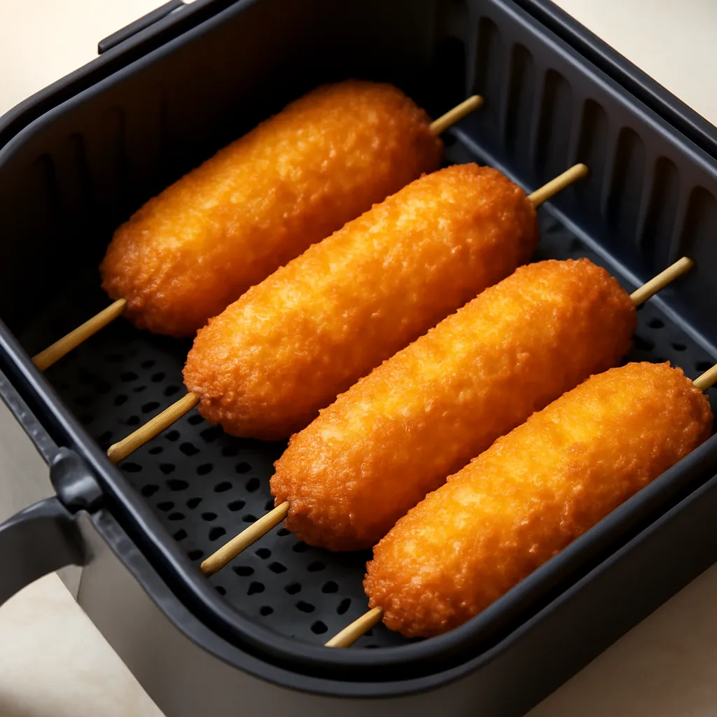 Air Fryer Korean Corn Dogs served hot