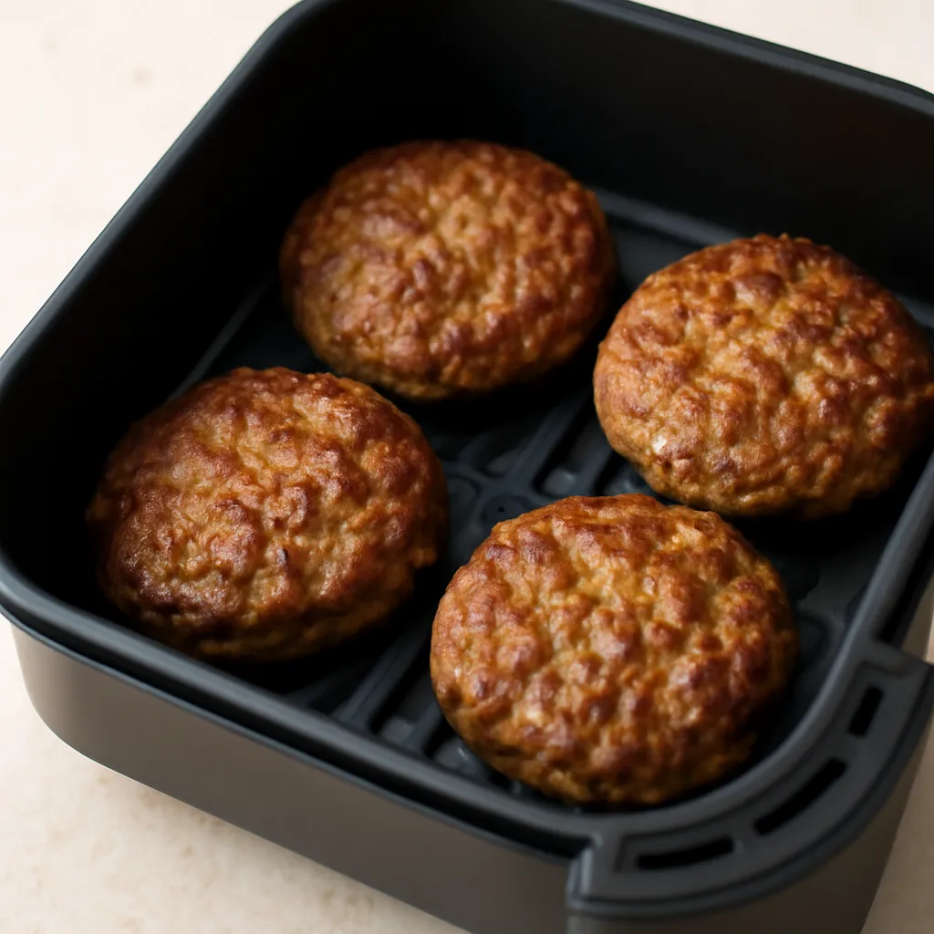 Air Fryer Lamb Burgers served hot