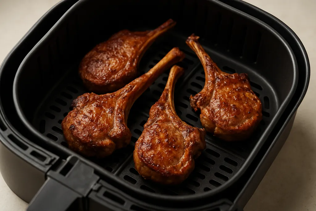 Air Fryer Lamb Chops served hot