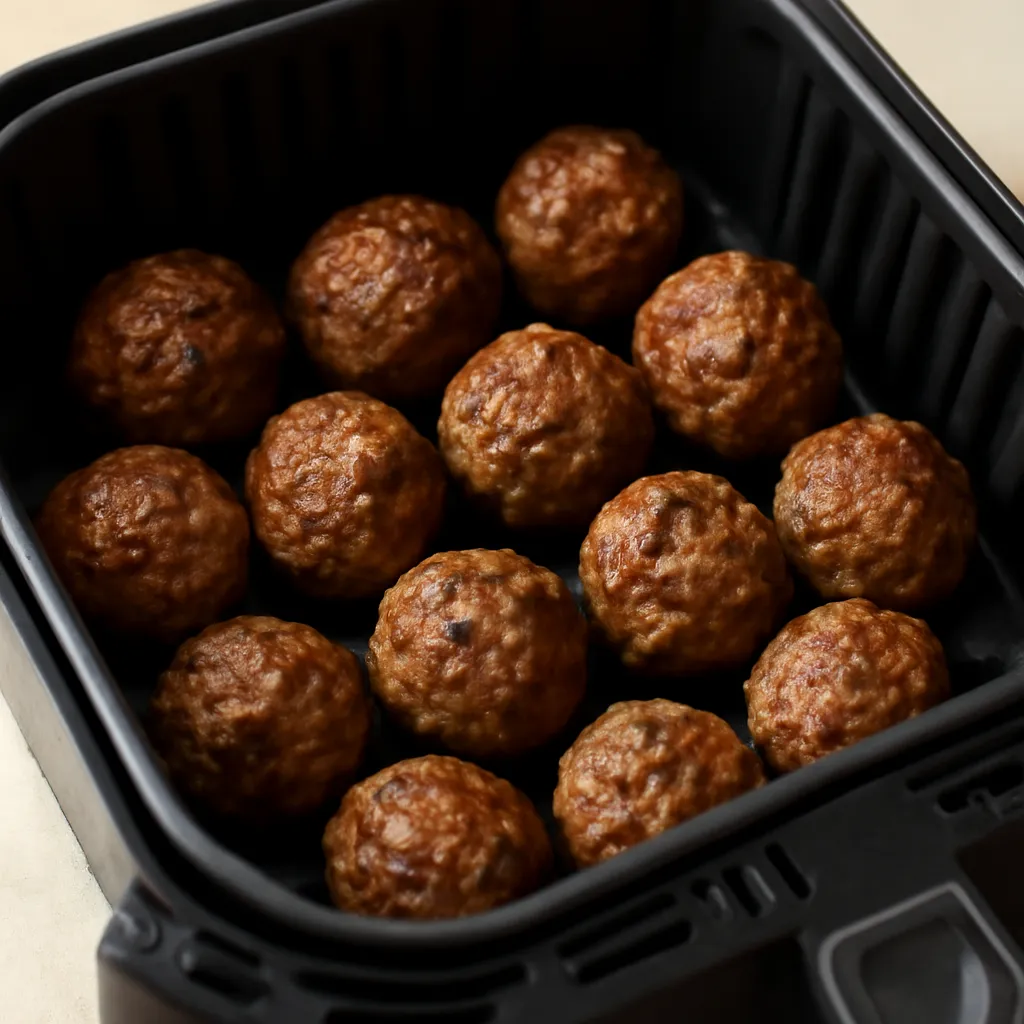 Air Fryer Lamb Meatballs served hot