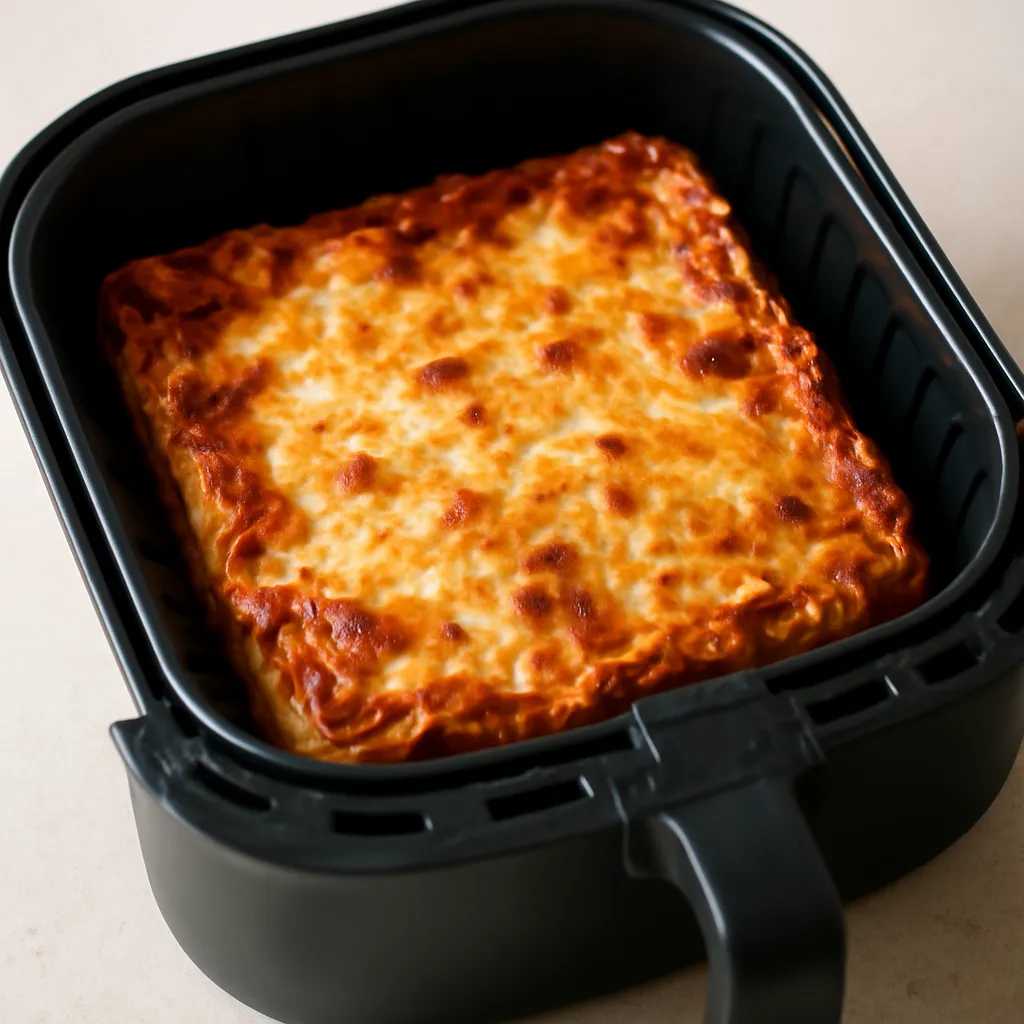 Air Fryer Lasagna served hot