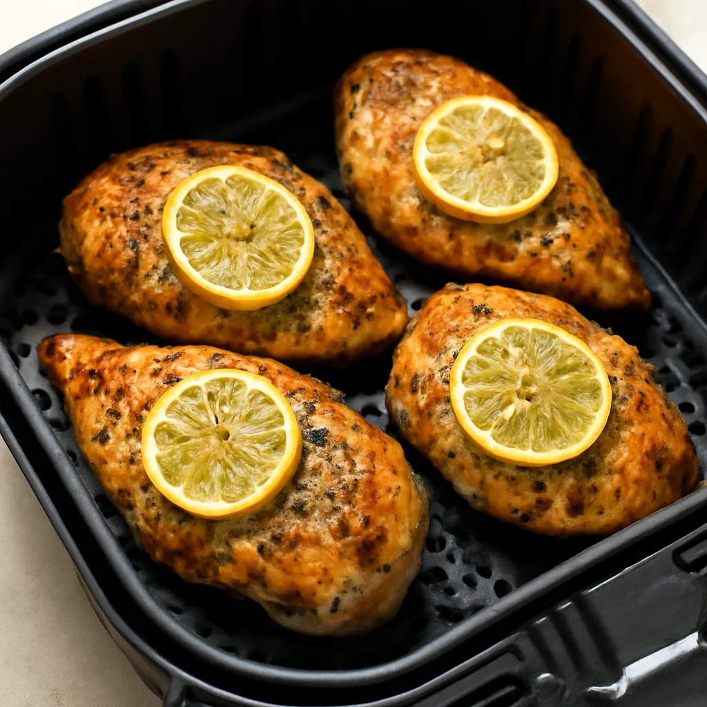 Air Fryer Lemon Herb Chicken served hot