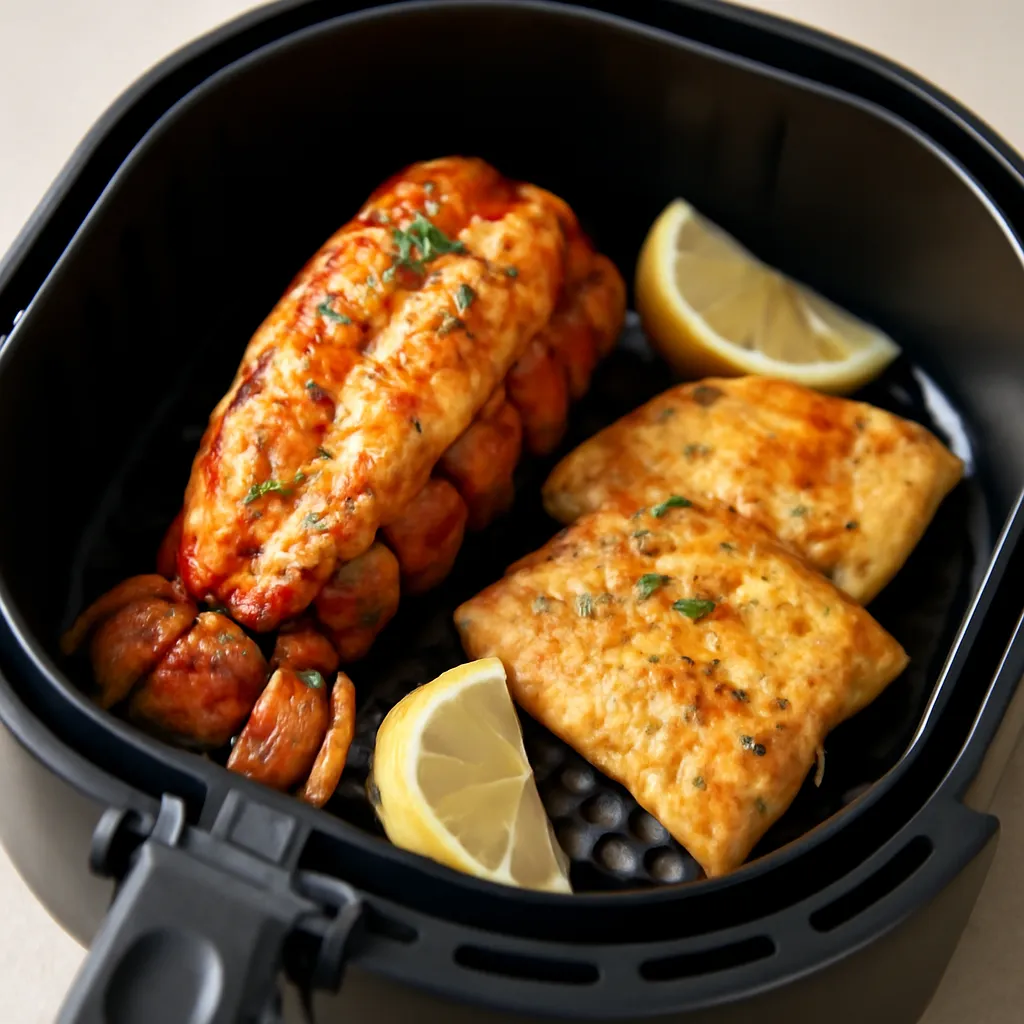 Air Fryer Lobster Tail served hot