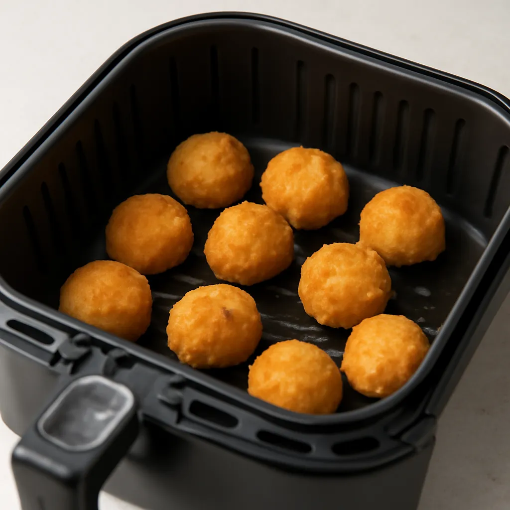 Air Fryer Mac and Cheese Bites served hot