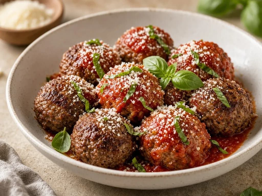 Air Fryer Meatballs served hot