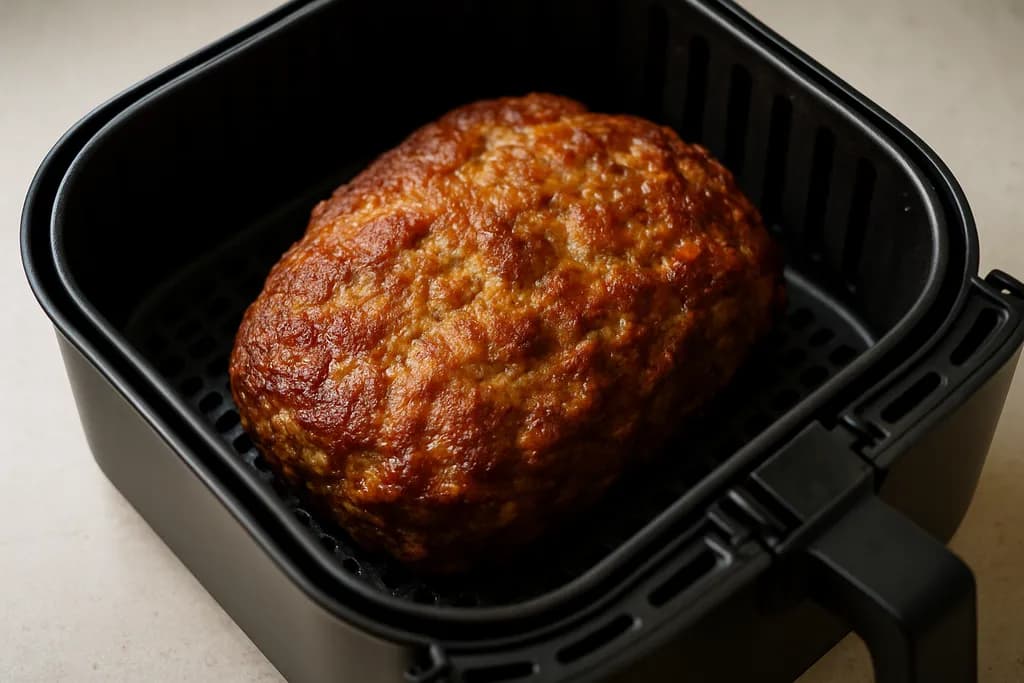 Air Fryer Meatloaf served hot