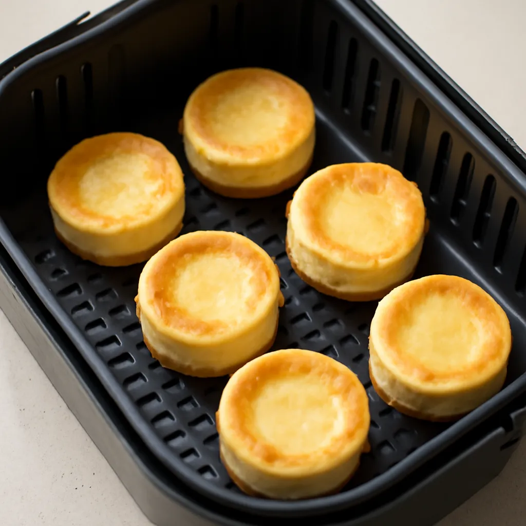 Air Fryer Mini Cheesecakes served hot