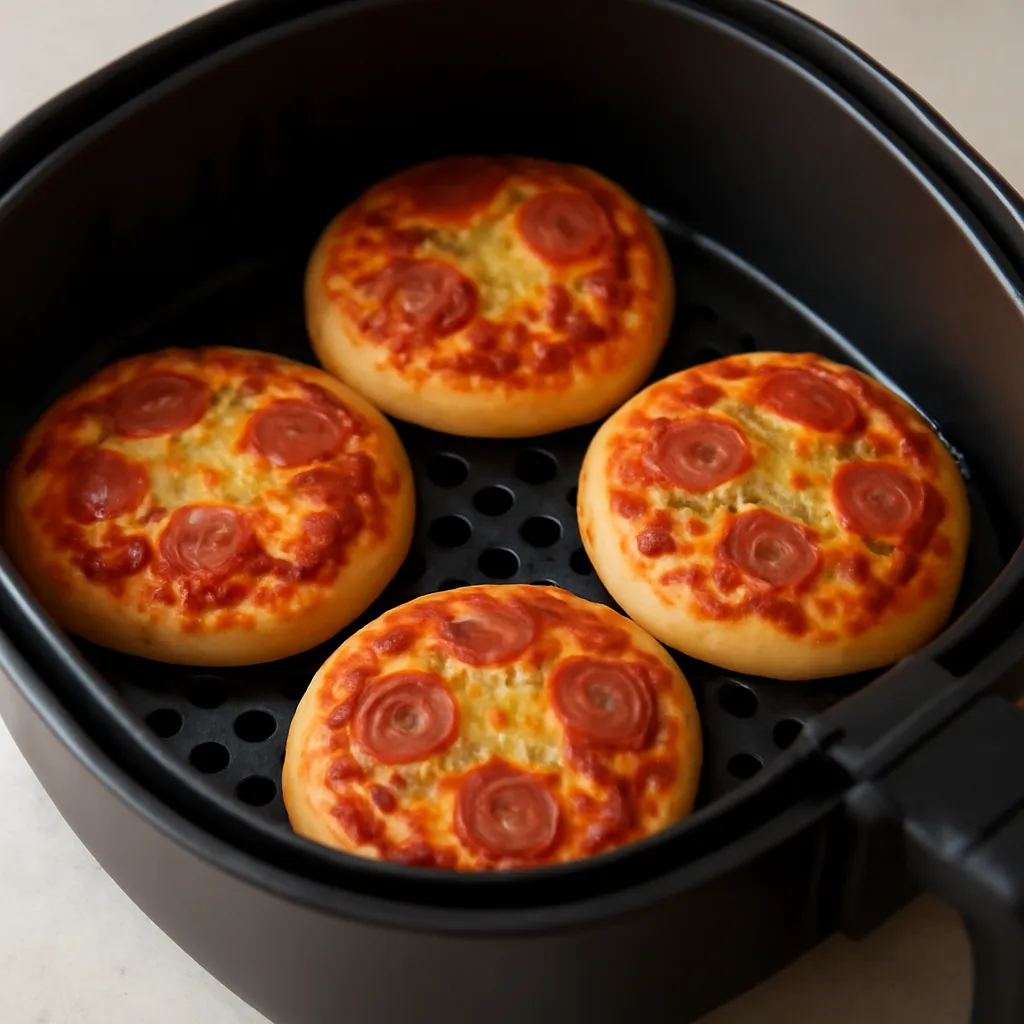 Air Fryer Mini Pizzas served hot