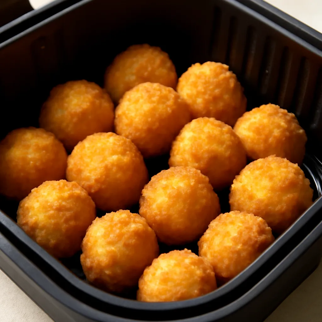 Air Fryer Mozzarella Balls served hot