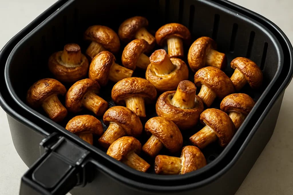 Air Fryer Mushrooms served hot