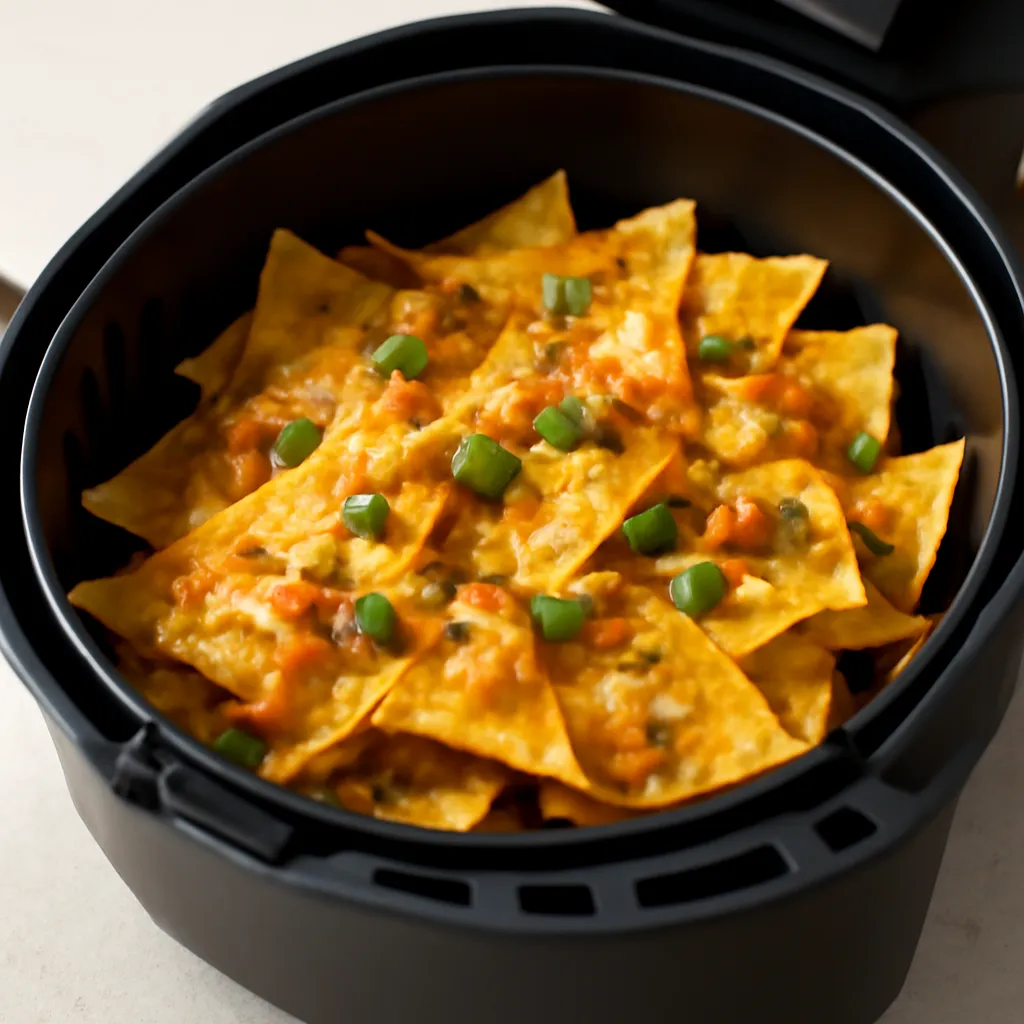 Air Fryer Nachos served hot
